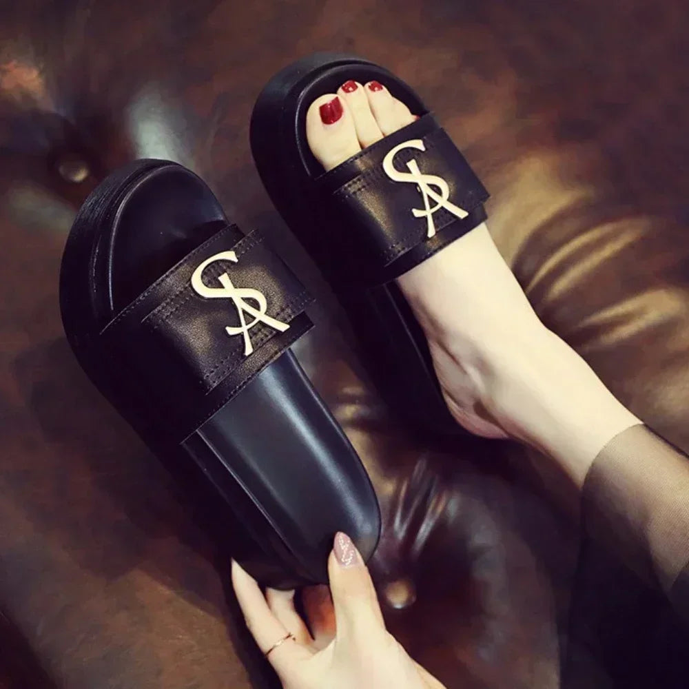 Luxury Platform Slippers - Designer Letter Slides with Non-Slip Sole