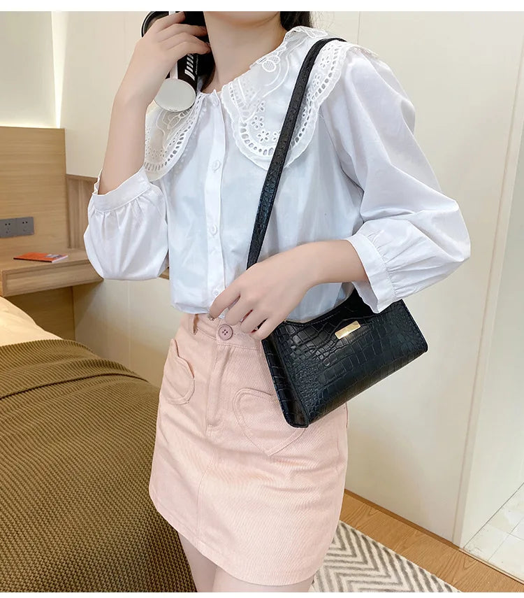 Fashion Shoulder Bag Crocodile Pattern Underarm Bag for Women Exquisite Crossbody Tote Purse Luxury Brand Handbags Shopping Bags