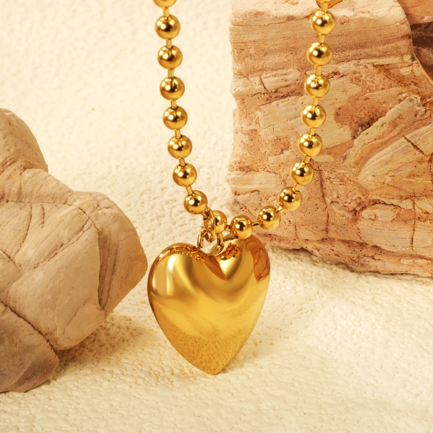 ASONSTEEL Romantic Heart Pendant Necklace For Women High Quality Golden Stainless Steel Metal Stylish Choker Valentine's Gift