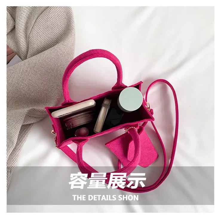 Korean Version Minimalist Embossed Felt Lightweight Handbag 2025 New Single Shoulder Diagonal Span Two-Piece Bag For Women