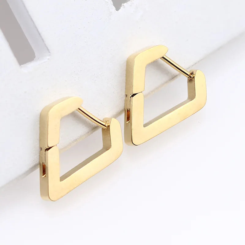 1 Pair High Polished Stainless Steel Hoop Earrings For Women/Men Geometric Allotype Ear Buckles Hip Hop Party Creative Jewelry