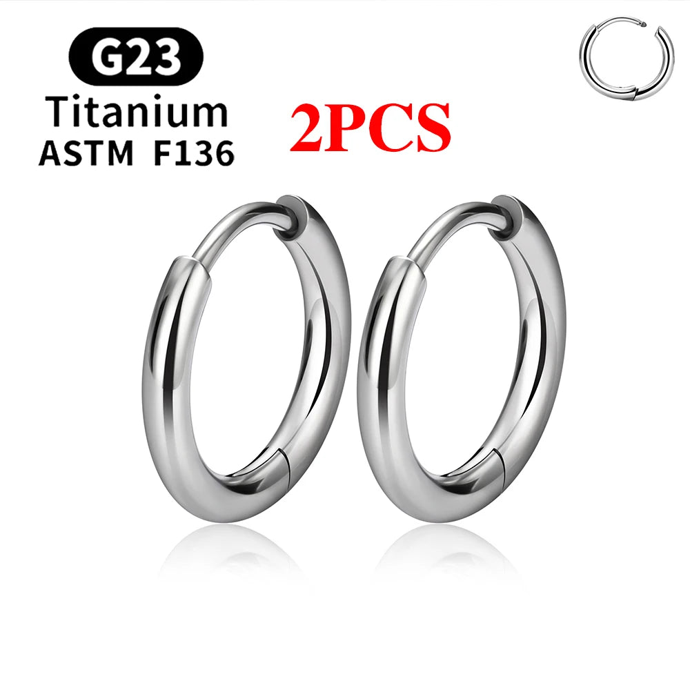 2/20PCS G23 Titanium Earring Hoop CZ Hinged Segment Round Nose Ring for Women Ear Tragus Cartilage Helix Daith Piercing Jewelry