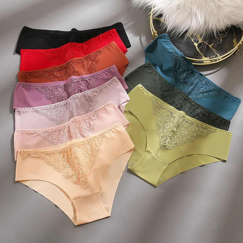 BZEL 10PCS/Set Women's Panties Exquisite Sweet Lace Underwear Sexy Lingerie Silk Satin Briefs Woman Comfort Breathable Underpant