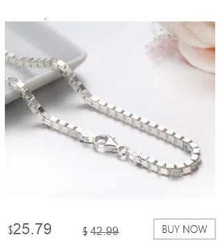 35cm-80cm 1mm Thin Pure Solid 925 Sterling Silver Box Chain Necklace Women Men Girls Jewelry Short to Long Kolye Collares