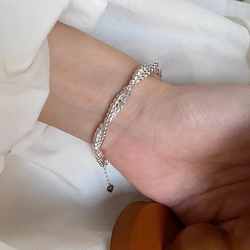 925 Sterling Silver Bracelet Geometric Cube Circle Punk Asymmetric Beaded For Woman Girl Fashion Jewelry Gift Dropship Wholesale