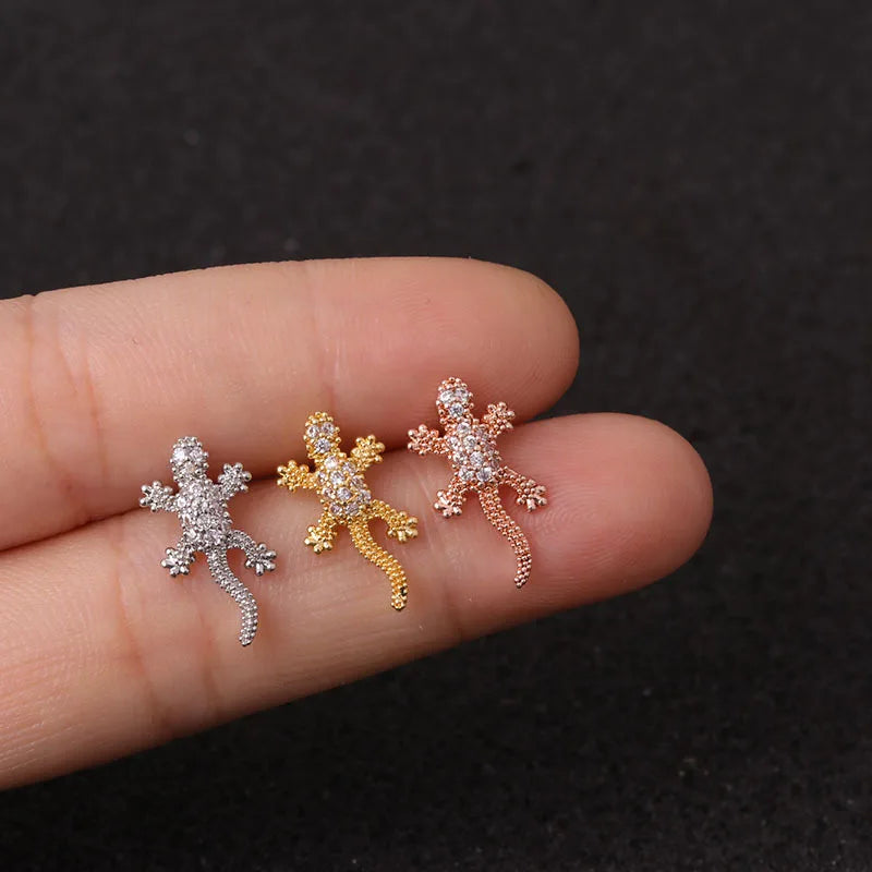 1PC Stainless Steel Gold Color Silver Color Flower CZ Tragus Cartilage Helix Star Ear Stud Piercing Zircon Daith Earring