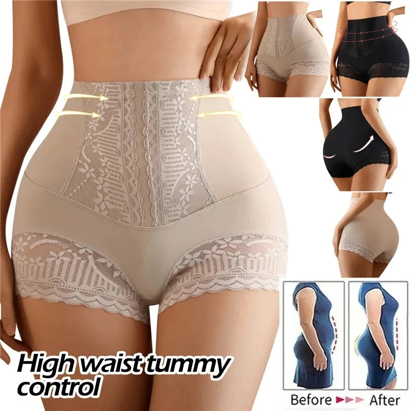 High Waist Control Panties - Seamless Lace Postpartum Shapewear