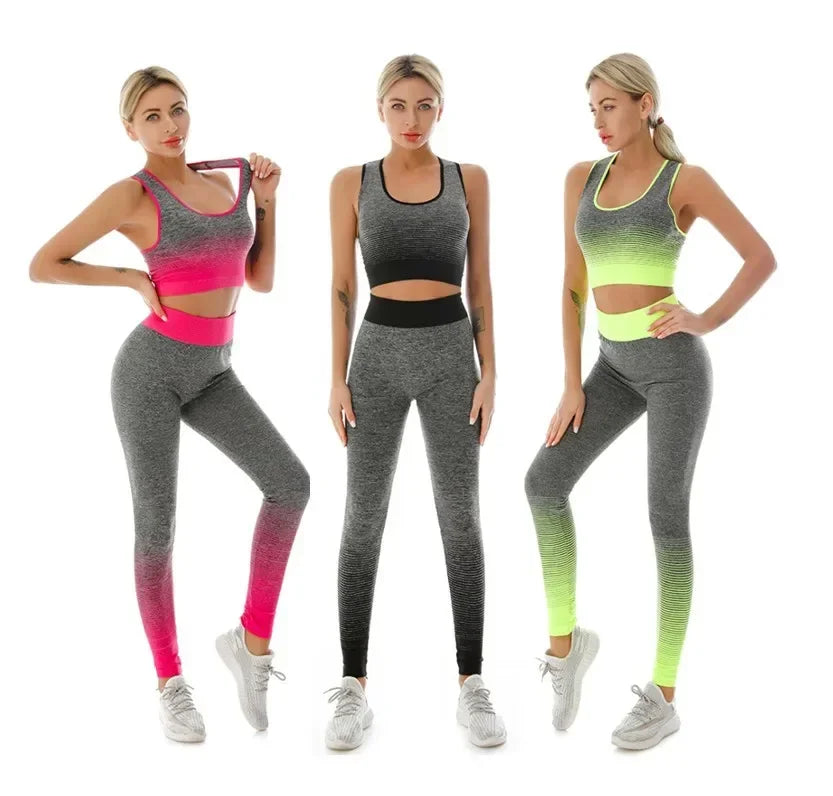 2 Piece Yoga Set - Gradual Changing Sports Bra & Leggings