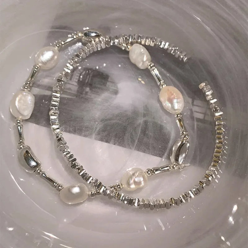 VENTFILLE 925 Sterling Silver Double Layer Pearl Bracelet for Women Girl Design Bead Korean Jewelry Dropshipping