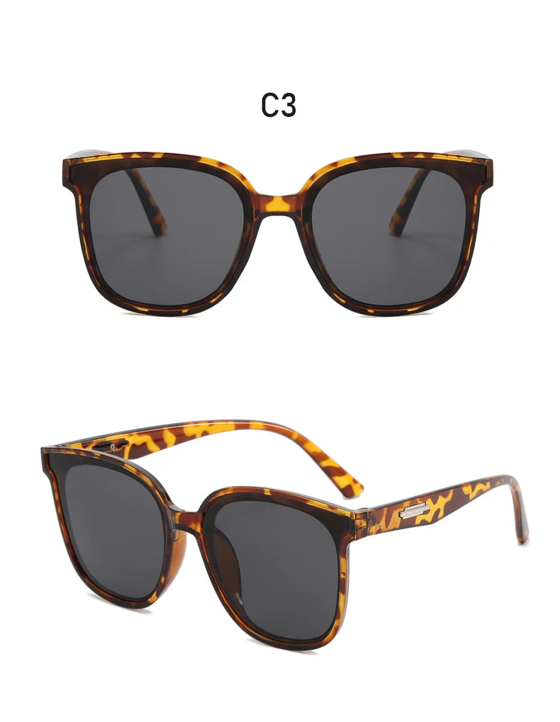 Large Frame Black Face Trimming Sunglasses - Outdoor Travel UV400