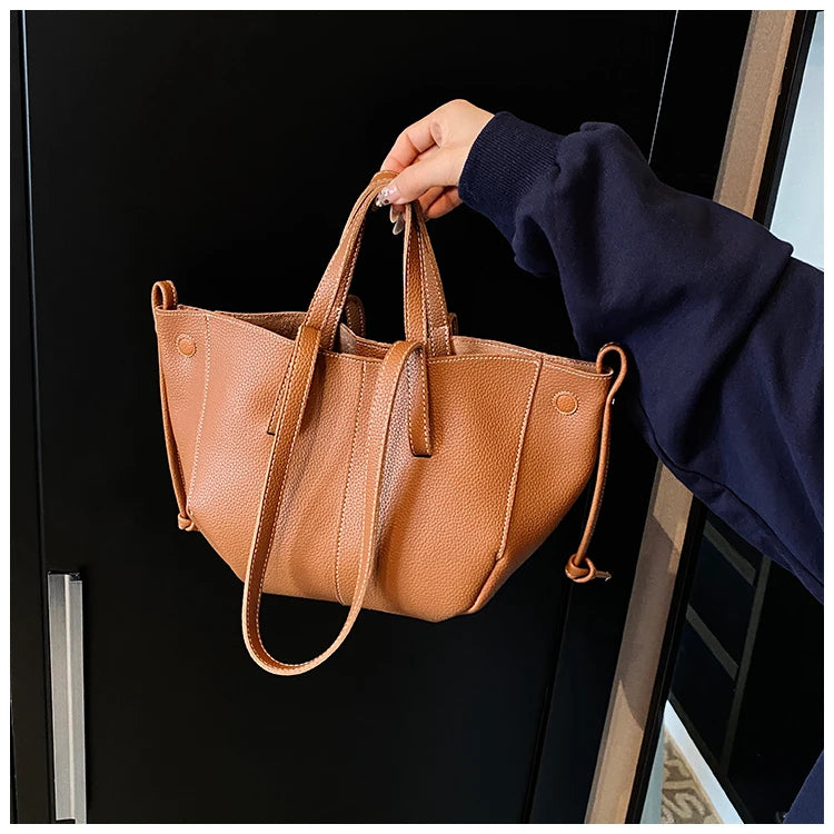 High Quality PU Tote Bags Fashion Solid Hasp Simple Versatile Sense of Luxury Shoulder and Handbags for Women 2024 New Style