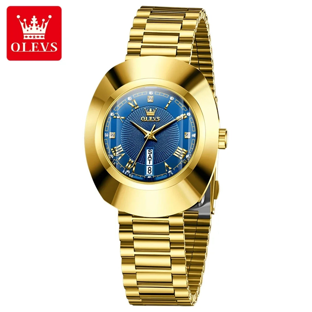 OLEVS Top Luxury Brand Ladies' Watch Elegant Fashion Gold Stainless Steel Women's Watches Calendar Waterproof Quartz Wristwatch