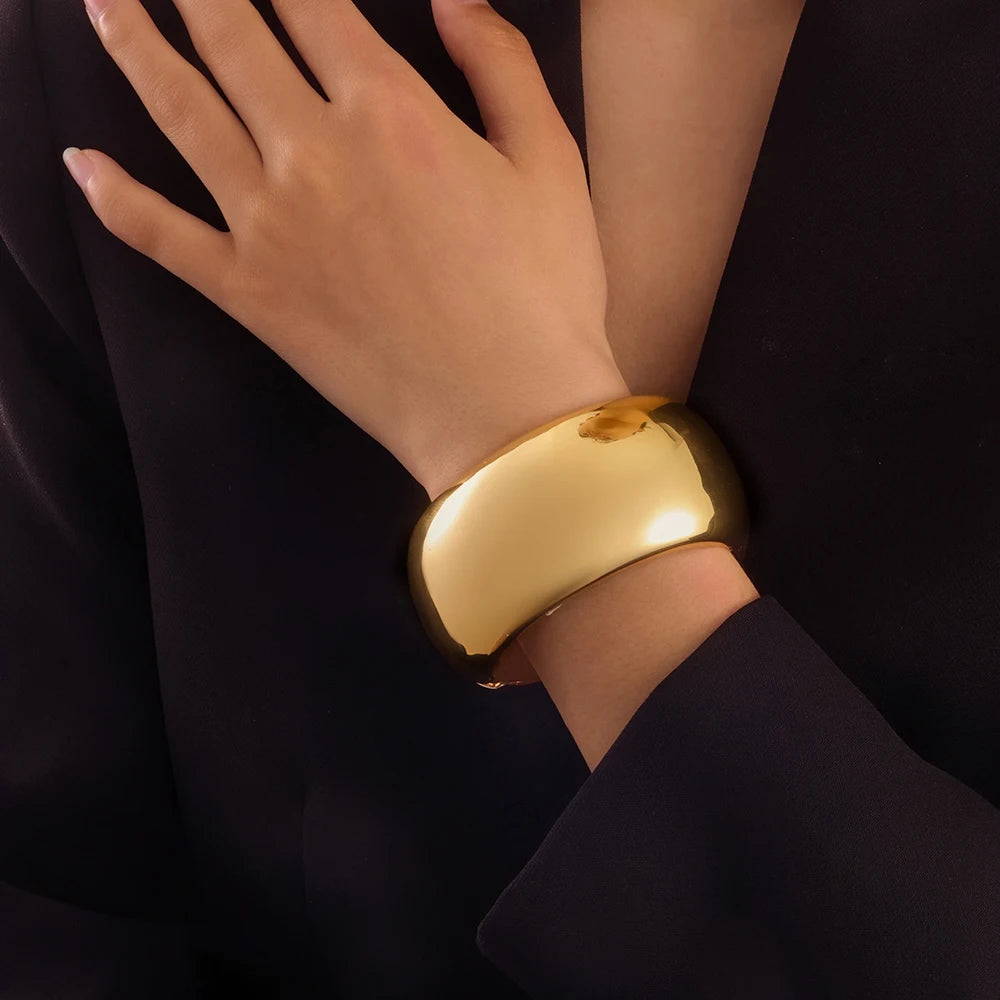FTCY Chunky Gold Bangles Bracelets for Women Gold Color Charm Waterdrop Spiral Oval Bangle Bracelets Trendy Elegant Jewelry Gift