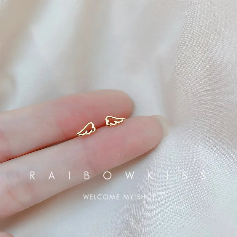 silver-plate Gold Color Mini Small Butterfly Heart Stud Earring For Women Cartilage Helix Tragus Ear Piercing Jewelry Gift