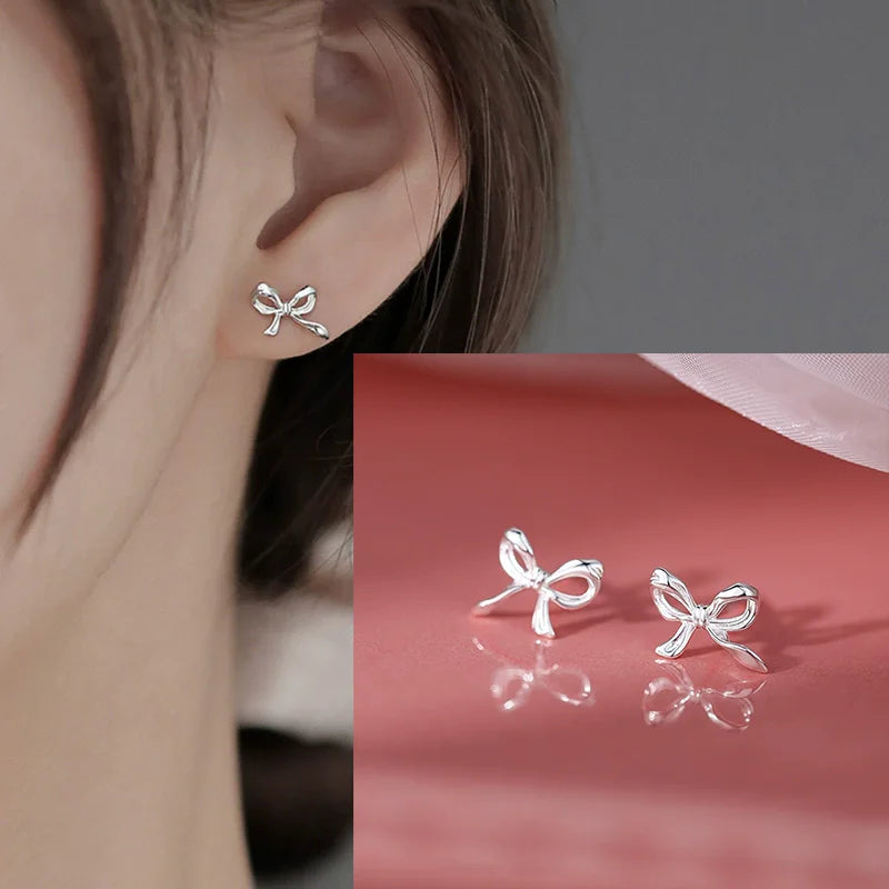 VENTFILLE 925 Sterling Silver Bow Knot Ear Clip for Women Girl Ribbon Design Ballet Style Sweet Jewelry Gift Dropshipping