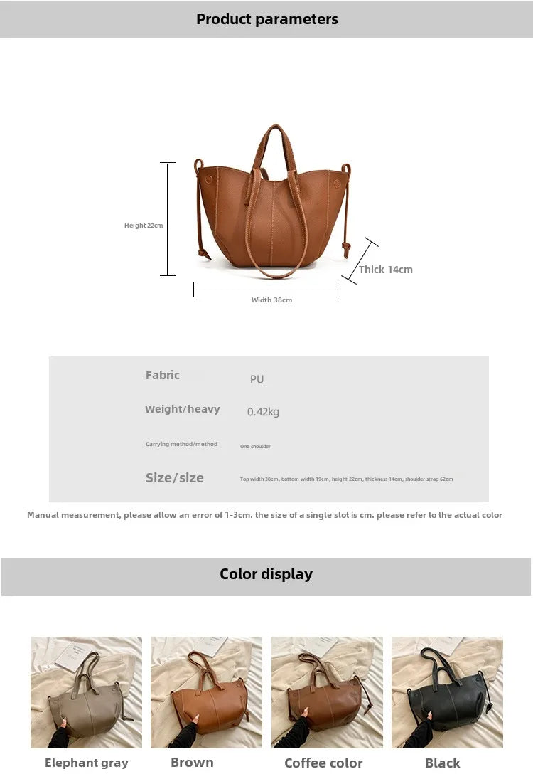 High Quality PU Tote Bags Fashion Solid Hasp Simple Versatile Sense of Luxury Shoulder and Handbags for Women 2024 New Style