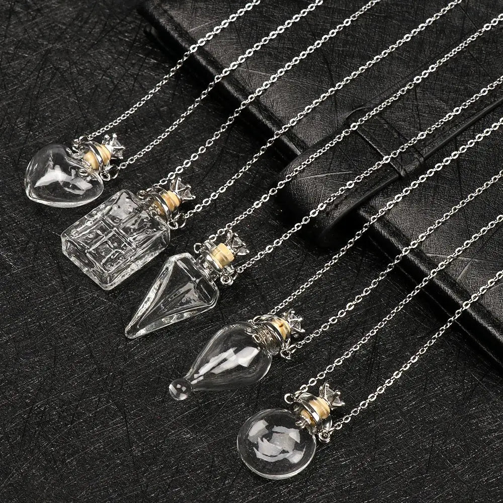 Openable Water Drop Heart Steel Chain Perfume Vial Necklace Wishing Bottle Pendant Essential Oil Diffuser Memorial Jewelry Gifts