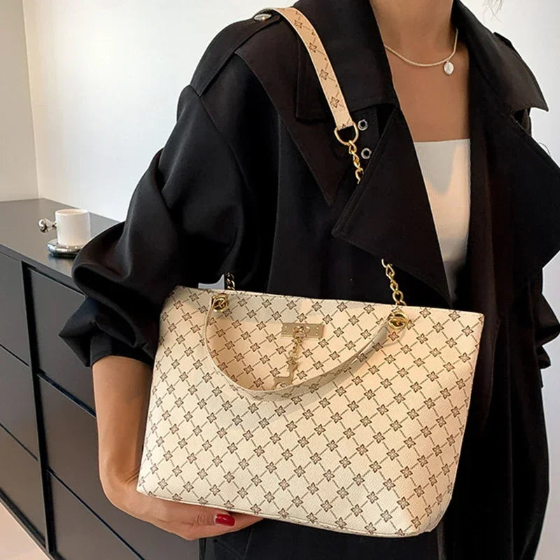 Summer High Quality PU Leather Fashion Large-capacity Shoulder Armpit Women's Bag Work Student Travel Female Retro Handbag Tote