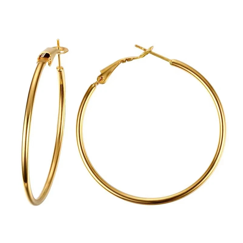 Stainless Steel Big Circle Hoop Huggie Earrings For Women, 40mm/50mm/60mm/70mm