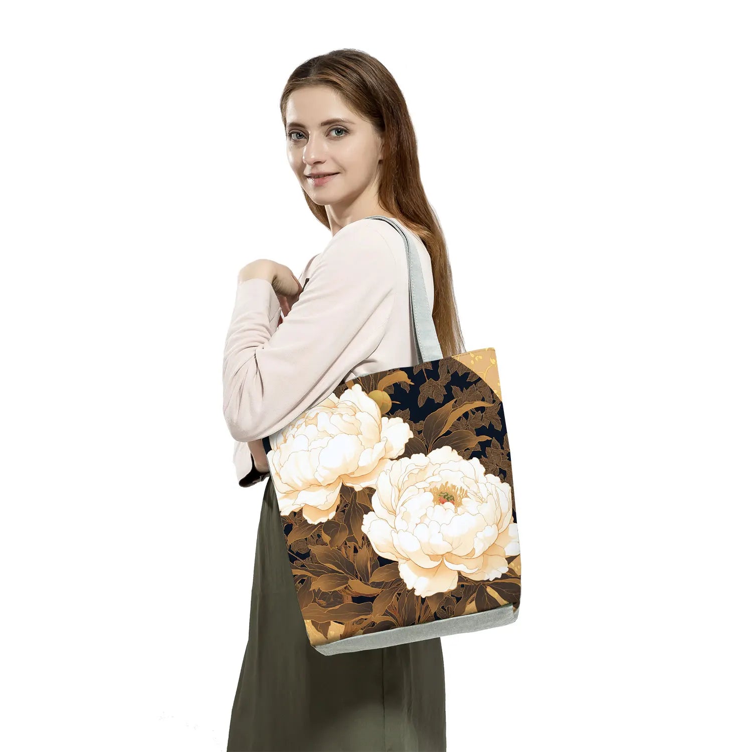Japan Ukiyoe Print Handbags Groceries Kimono Woman Shopping Bags Women Large Capacity Shoulder Bag Chrysanthemum Portable Tote