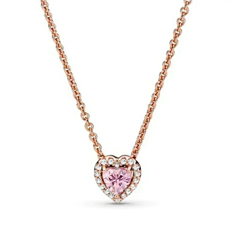 Christmas Birthday Surprise Gifts 925 Sterling Silver Exquisite Shiny Round Heart-shaped Necklace Classic Charm Women's Jewelry