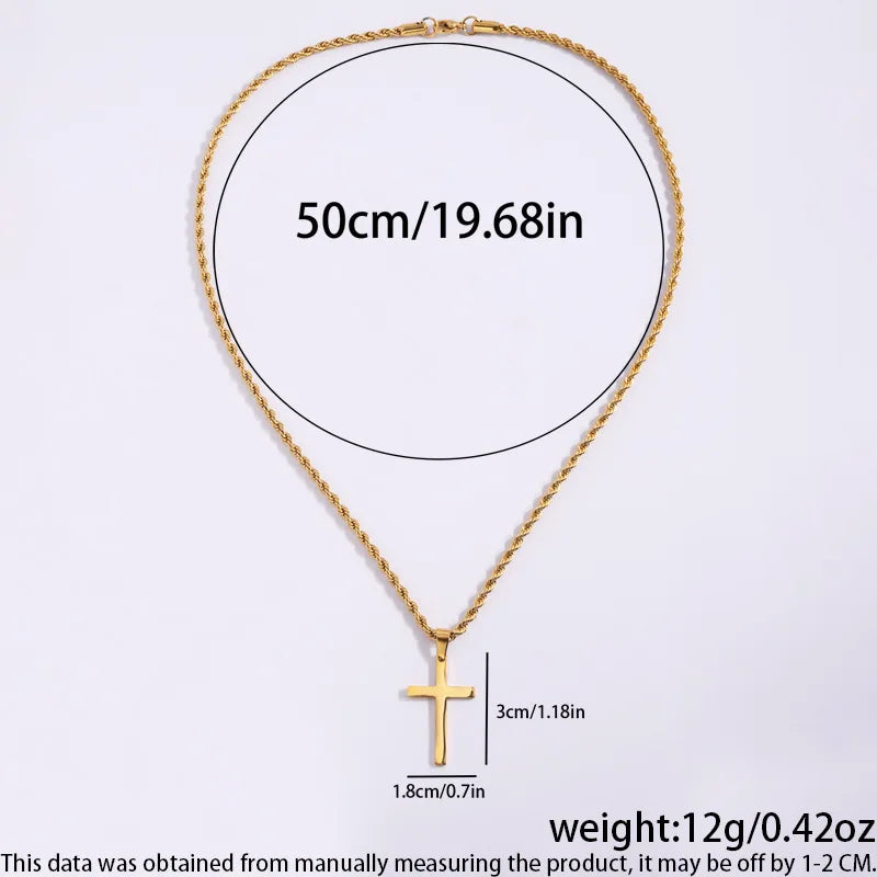 Fashion Cross Stainless Steel Necklace for Women Men Gold Color Pendant Stainless Steel Jewelry Collares Gifts Sweater Necklace