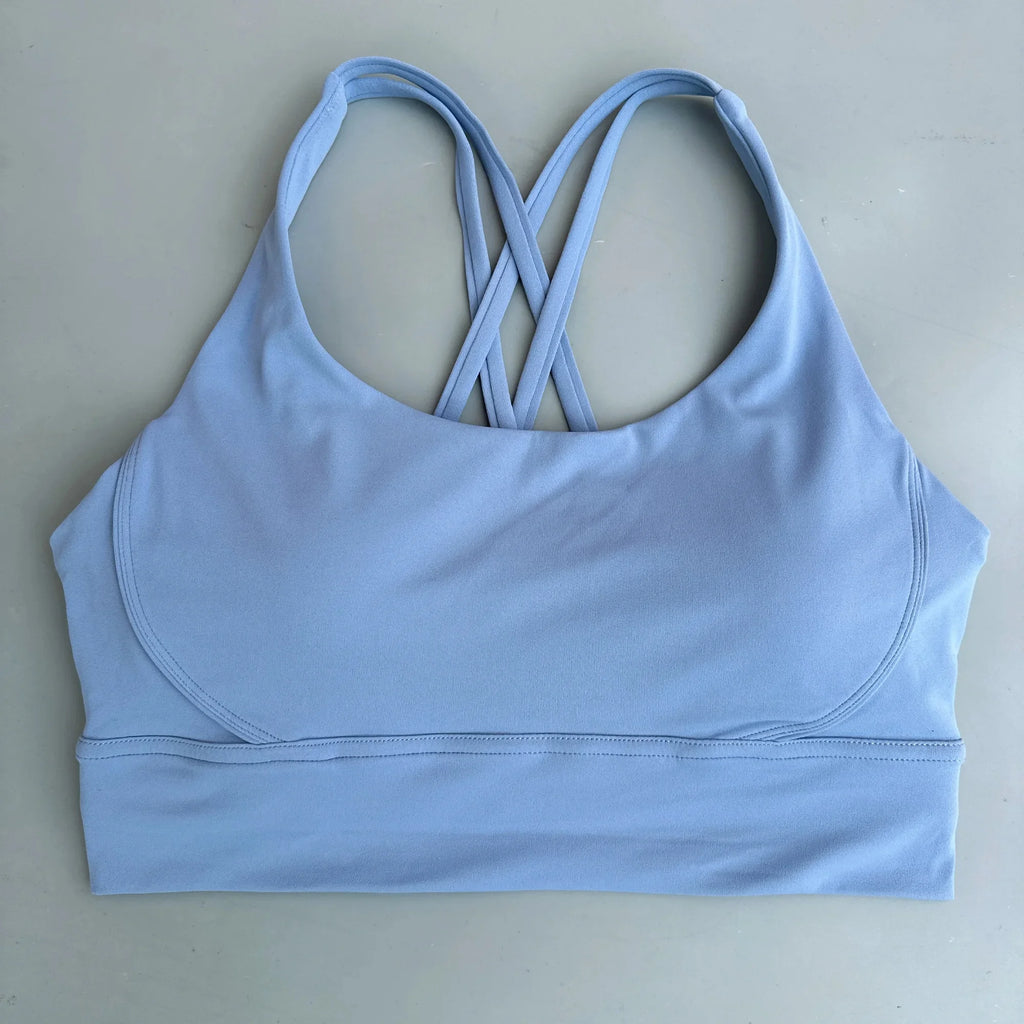 Solid Color Cross Fitness Bra - High Strength Yoga Sport Top