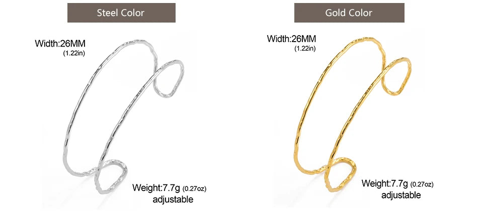 My Shape Simple C Shape for Women Stainless Steel Gold Color Adjustable Open Cuff Bangle Jewelry Double Layered Bracelets Gifts