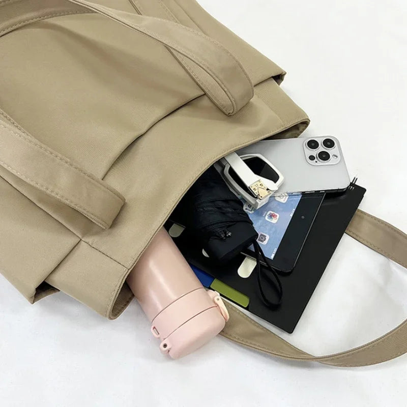 High Quality Commuting Tote Bag Simple Nylon Women's Shoulder Bag Large Capacity Student Class Handbag