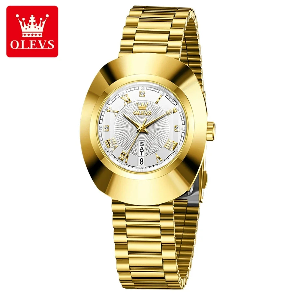 OLEVS Top Luxury Brand Ladies' Watch Elegant Fashion Gold Stainless Steel Women's Watches Calendar Waterproof Quartz Wristwatch