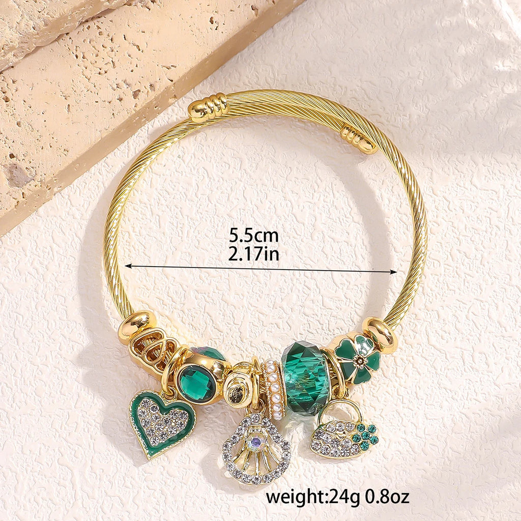 Fashion Multi Element Stainless Steel Circle Panjiadora Beaded Love Bracelet Suitable for Women's Dating, Daily Holiday Gifts