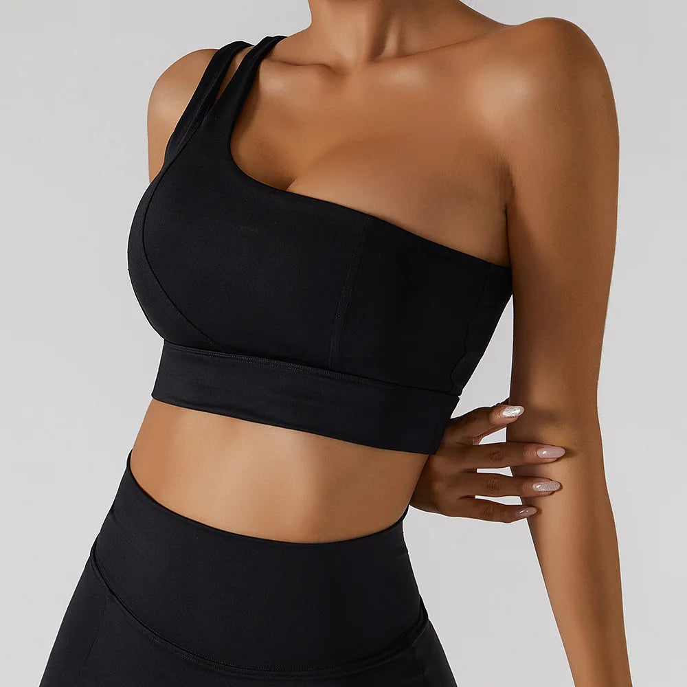 Sexy One Shoulder Sports Bra - High Strength Fitness Vest