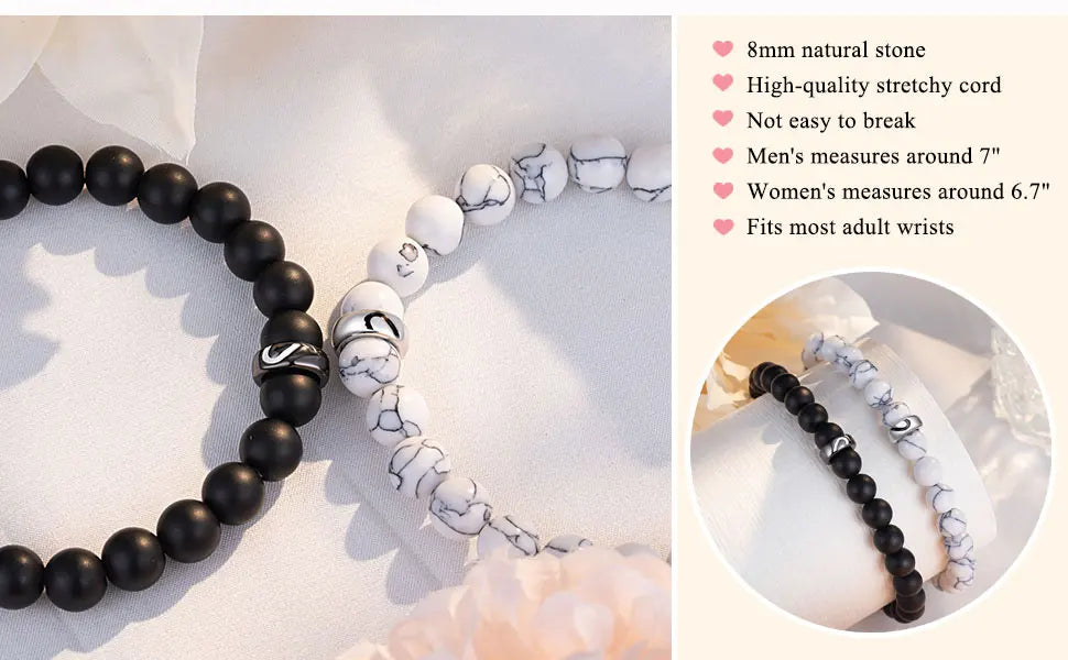 2PCS/Set Couple Ring Bracelets Gifts for My Love,My Man,Boyfriend,Soulmate,Valentine's Day Anniversary Birthday Christmas Gift