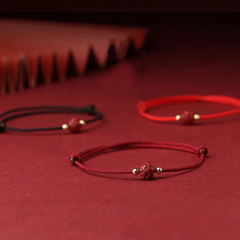 Lucky Red Thread Bracelet Men Women Tibetan Buddhist Lotus Infinity Cinnabar Beads Handmade Braided Rope Bracelets Party Jewelry
