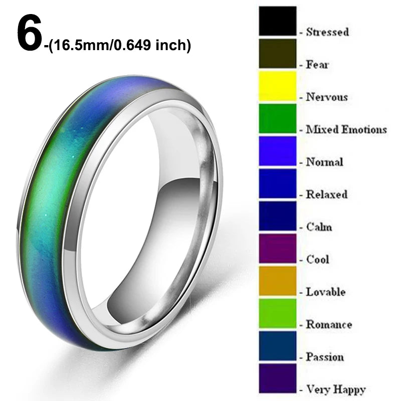 1pc Stainless Steel Mood Ring Changing Color Rings Emotion Feeling Temperature Ring For Women Men Couples Rings Fashion Jewelry