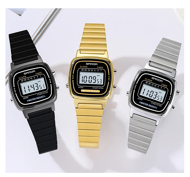 SANDA Golden Quartz Watch - Waterproof Ladies Fashion Wristwatch