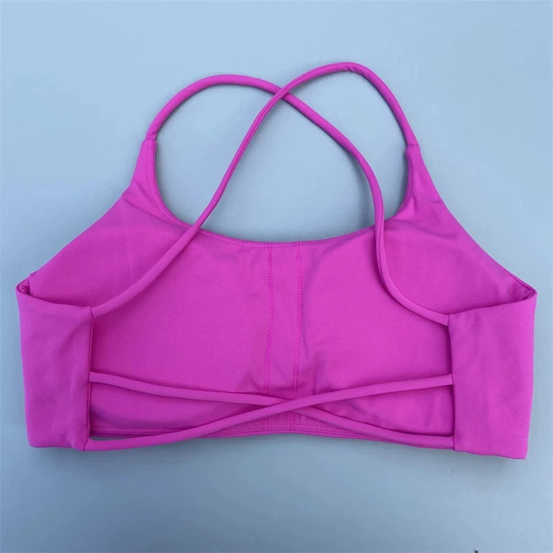 Solid Color Cross Back Fitness Bra - High Strength Yoga Top
