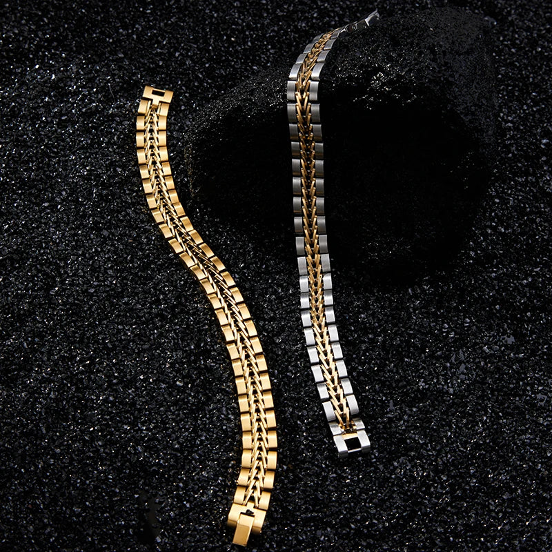 ROXI  | 2025 Stainless Steel Cuban Bracelet for Men Luxury Charm Party Jewelry Gold Plated Original Design Dropshipping