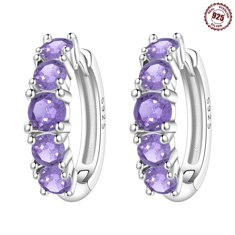 MISEFF Original 925 Sterling Silver Earrings 2025 Hoop Earring Crystal Earings For Women Simple Round Zircon Earing Jewelry