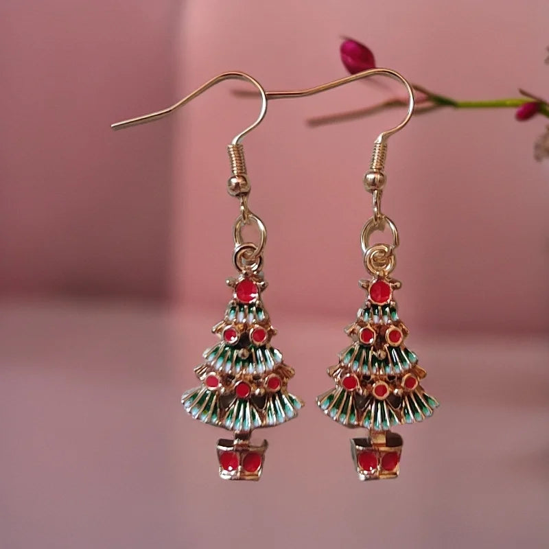 Fashionable Christmas Theme Earrings for Women - Happy Christmas Pendant Tree of Christmas Deer Father Design Mixed Style Jewelr