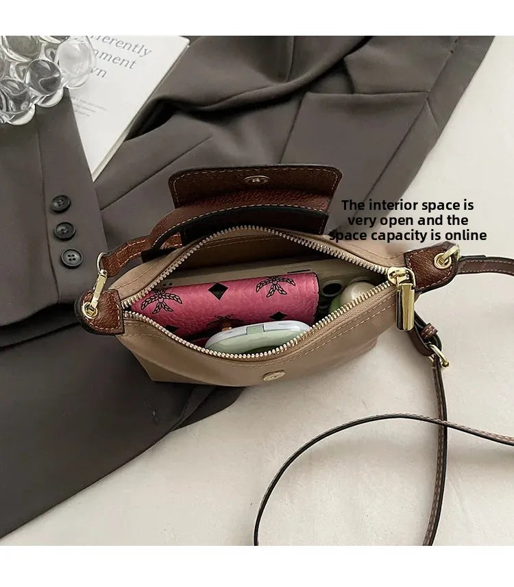 Retro Fashion Nylon Dumpling Bag Women's Crossbody Handbag Soft Polyester Lining Zipper Closure Shoulder Bag Handbag