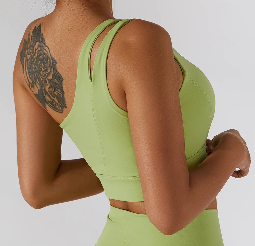 Sexy One Shoulder Sports Bra - High Strength Fitness Vest