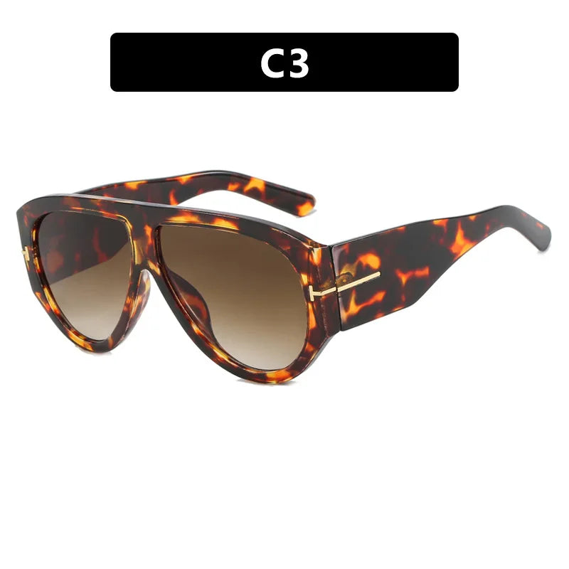 Vintage Oval Large Frame Sunglasses - Trendy Street Style UV400 Women