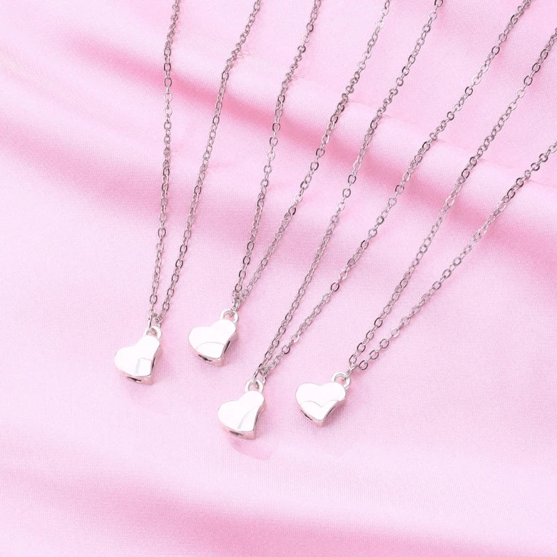 4 Piece Four Leaf Clover Stitching Necklace Magnet Stone BFF Friendship Heart Pendant Chain Choker Necklace Jewelry Dropship