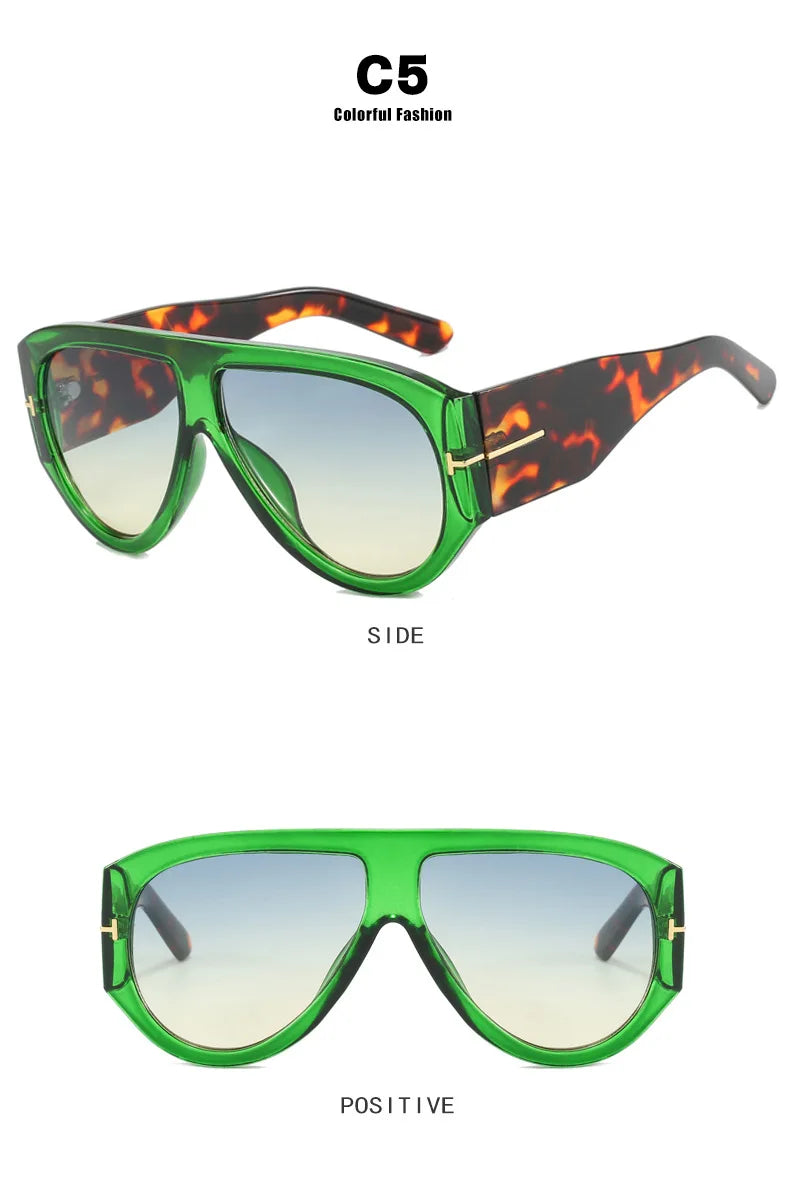 Vintage Oval Large Frame Sunglasses - Trendy Street Style UV400 Women