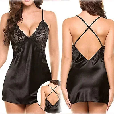 Exotic Female Underwear Nightgown Sexy Lingerie Women Crotchless Sleepwear Pajamas Lace Night Dress Costumes G-string