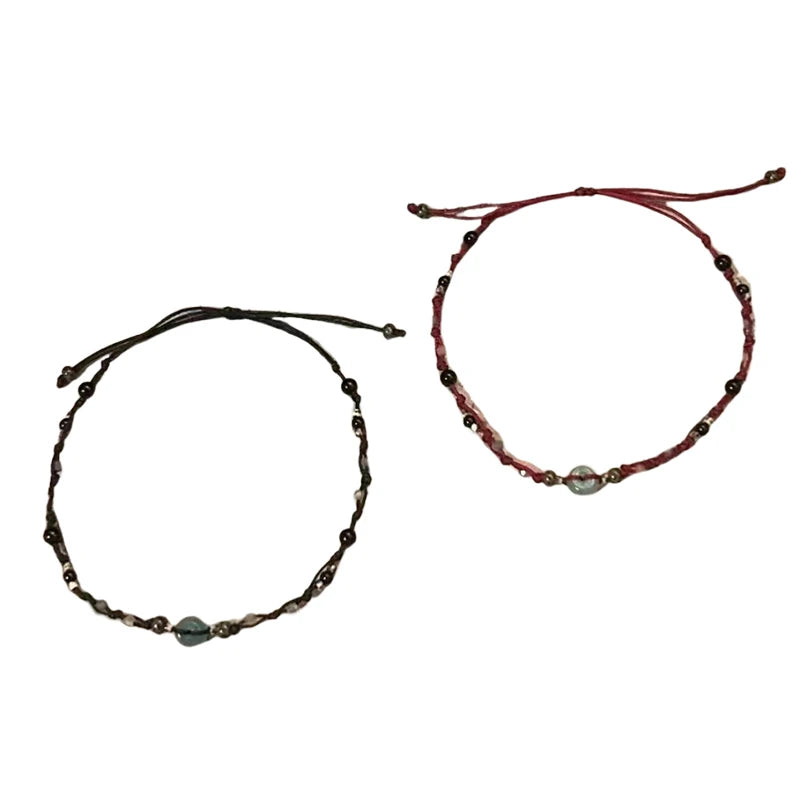 Retro Chinese Style Adjustable Handmade Braid String Bracelet Beaded Charm Bracelet Bangle Fashion Couple Adjustable Bracelet