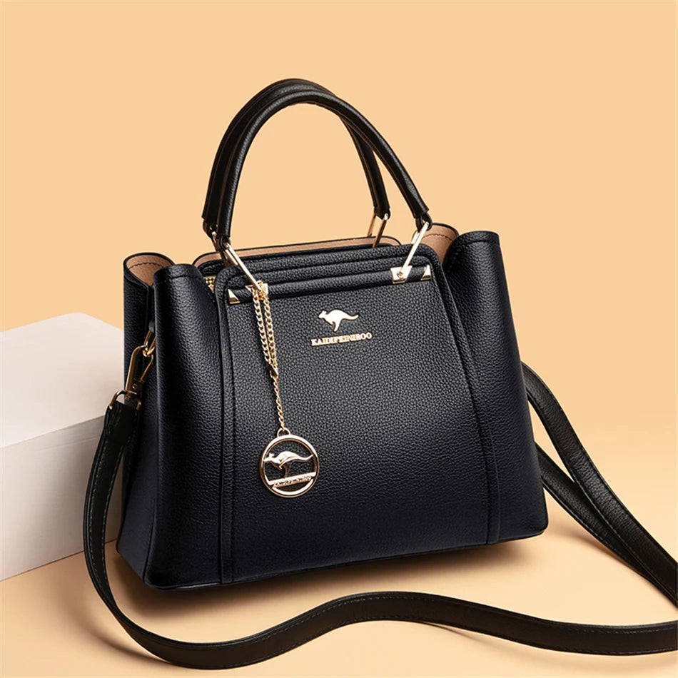 2024 Luxury Designer Handbag - 3 Layer Crossbody Leather Tote