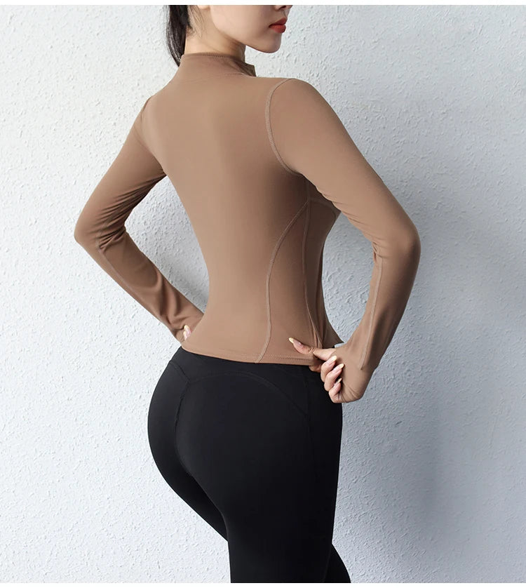 2023 Yoga Jacket - Short Sports Jacket Body Sculpting Zipper
