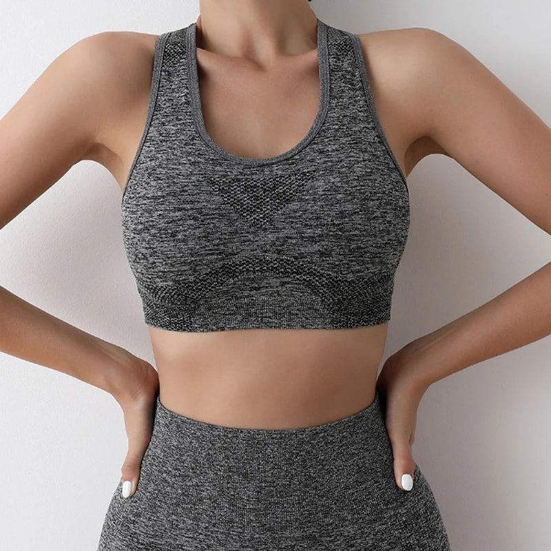 Yoga Fitness Suit High Waisted Peach Buttocks Shockproof Vest Underwear Shorts Set Breathable Women Tight Fitting Sports Bra